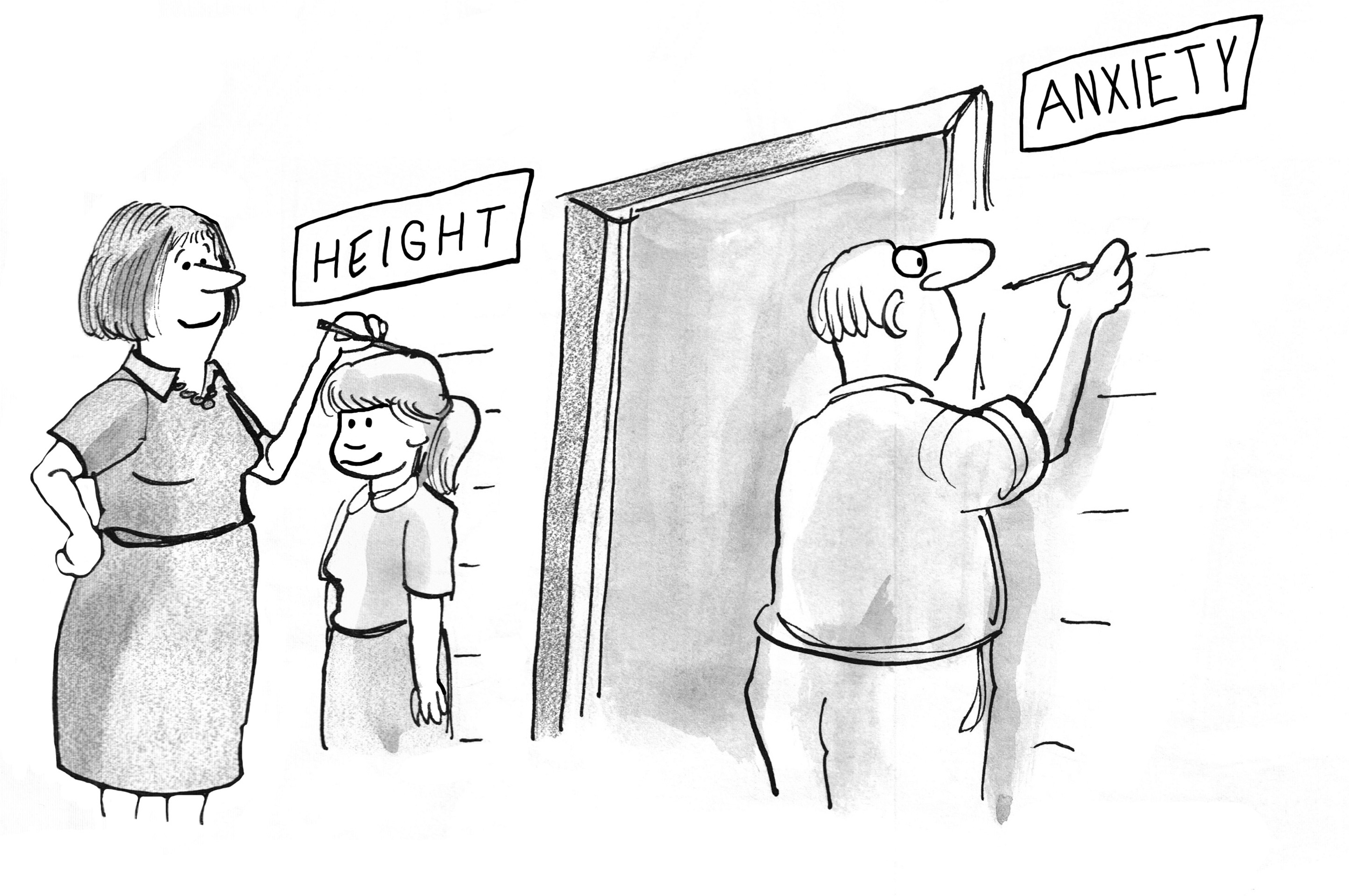 Cartoon about how parent's anxieties grow as their children grow up. Cartoon about how parent's anxieties grow as their children grow up.